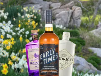 3 bottles with a springtime background